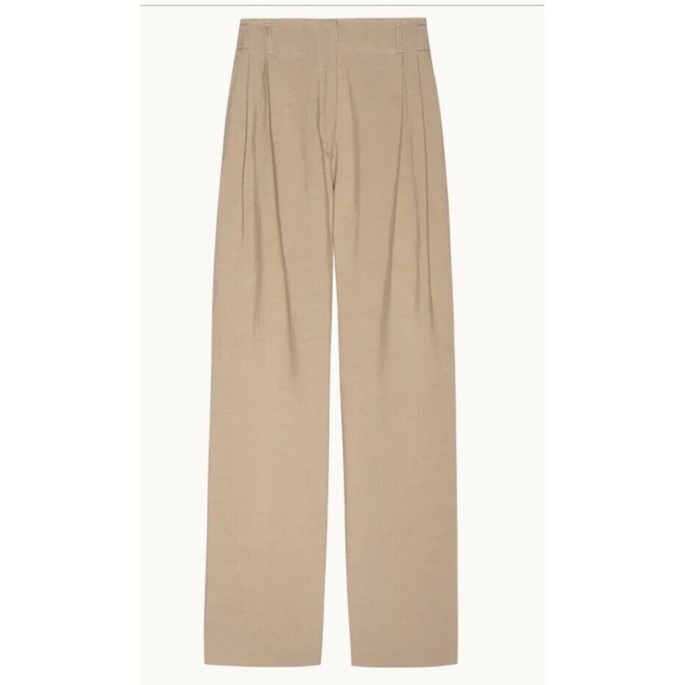 Nation Ltd Del Pants Rayon/Linen Tan Pants, Vintage Cut Wide Leg High Waist Sz M - Picture 3 of 16